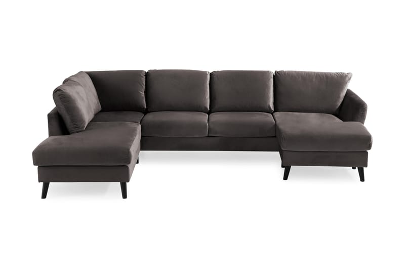 Trend 4-personers Venstrevendt U-formet Sofa med Divan og Chaiselong i Fløjl - Mørkegrå - Møbler - Sofaer - Velour sofaer