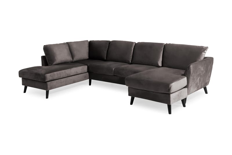 Trend 4-personers Venstrevendt U-formet Sofa med Divan og Chaiselong i Fløjl - Mørkegrå - Møbler - Sofaer - Velour sofaer