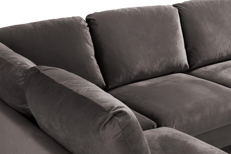 Trend 4-personers Venstrevendt U-formet Sofa med Divan og Chaiselong i Fløjl - Mørkegrå - Møbler - Sofaer - Velour sofaer