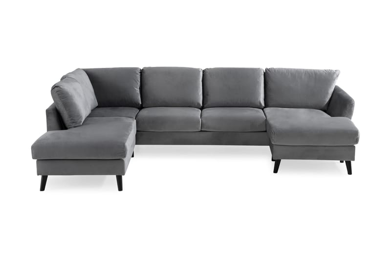 Trend 4-personers Venstrevendt U-formet Sofa med Divan og Chaiselong i Fløjl - Lysegrå - Møbler - Sofaer - Velour sofaer