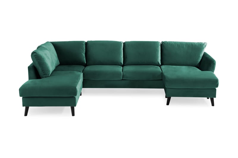 Trend 4-personers Venstrevendt U-formet Sofa med Divan og Chaiselong i Fløjl - Grøn - Møbler - Sofaer - Velour sofaer