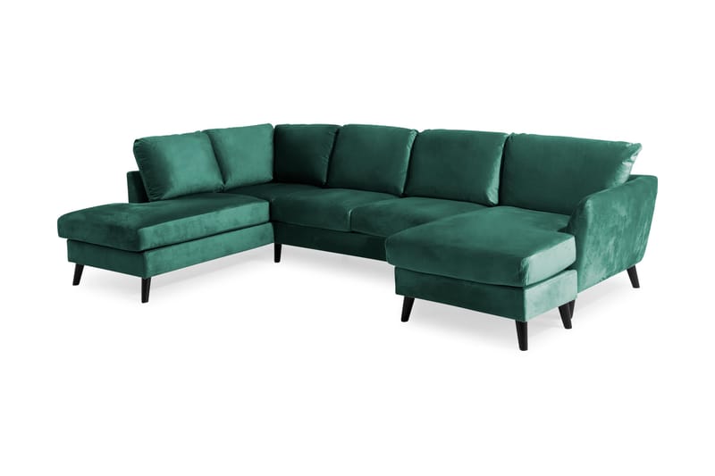 Trend 4-personers Venstrevendt U-formet Sofa med Divan og Chaiselong i Fløjl - Grøn - Møbler - Sofaer - Velour sofaer