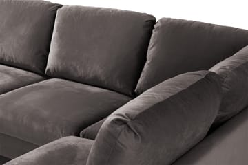 Trend 4-personers Højrevendt U-formet Sofa med Divan og Chaiselong i Fløjl - Mørkegrå - Møbler - Sofaer - Velour sofaer