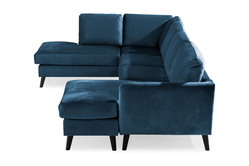 Trend 4-personers Venstrevendt U-formet Sofa med Divan og Chaiselong i Fløjl - Blå - Møbler - Sofaer - Velour sofaer