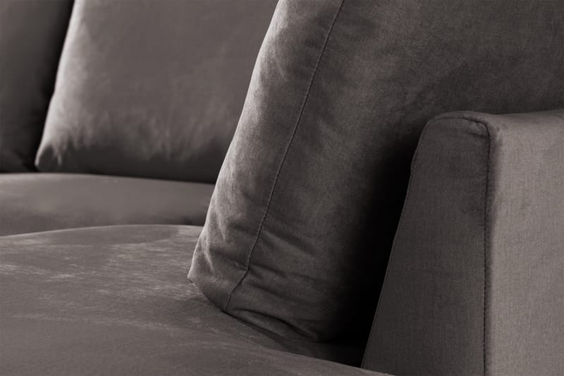 Trend 4-personers Højrevendt U-formet Sofa med Divan og Chaiselong i Fløjl - Mørkegrå - Møbler - Sofaer - Velour sofaer