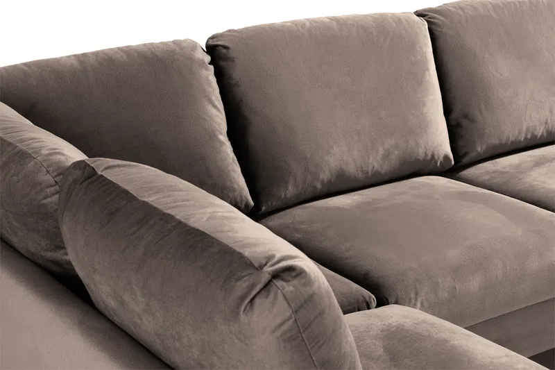 Trend 4-personers Venstrevendt U-formet Sofa med Divan og Chaiselong i Fløjl - Brun - Møbler - Sofaer - Velour sofaer