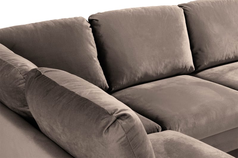 Trend 4-personers Venstrevendt U-formet Sofa med Divan og Chaiselong i Fløjl - Brun - Møbler - Sofaer - Velour sofaer