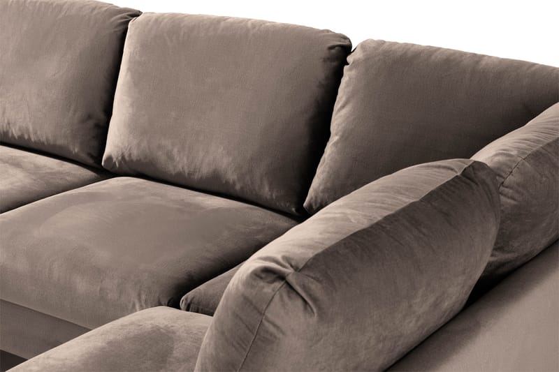 Trend 4-personers Højrevendt U-formet Sofa med Divan og Chaiselong i Fløjl - Brun - Møbler - Sofaer - Velour sofaer