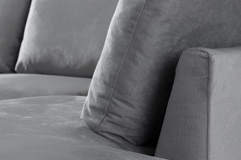 Trend 4-personers Højrevendt U-formet Sofa med Divan og Chaiselong i Fløjl - Lysegrå - Møbler - Sofaer - Velour sofaer