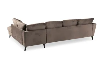 Trend 4-personers Højrevendt U-formet Sofa med Divan og Chaiselong i Fløjl - Brun - Møbler - Sofaer - Velour sofaer