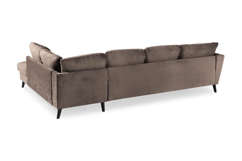 Trend 4-personers Højrevendt U-formet Sofa med Divan og Chaiselong i Fløjl - Brun - Møbler - Sofaer - Velour sofaer