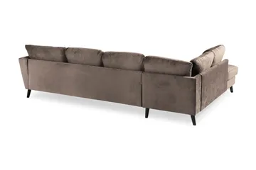 Trend 4-personers Venstrevendt U-formet Sofa med Divan og Chaiselong i Fløjl - Brun - Møbler - Sofaer - Velour sofaer
