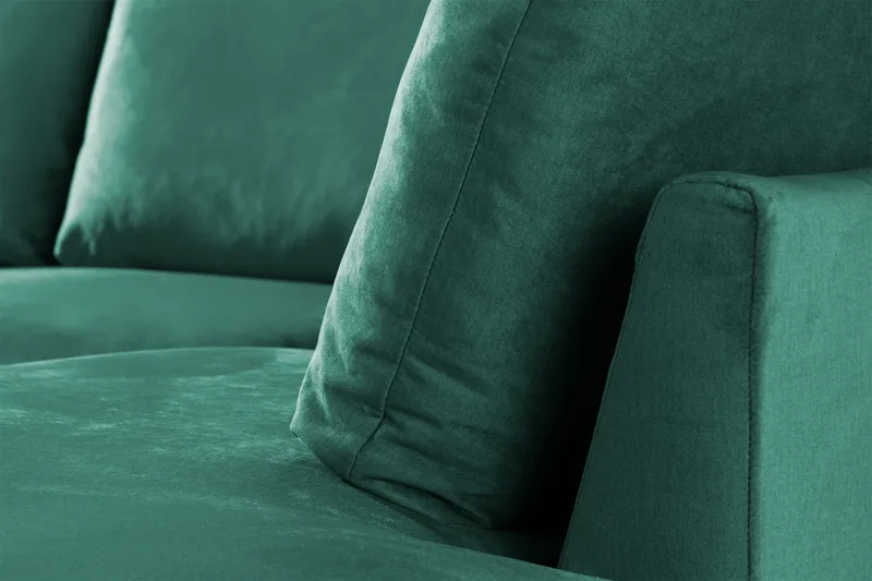 Trend 4-personers Højrevendt U-formet Sofa med Divan og Chaiselong i Fløjl - Grøn - Møbler - Sofaer - Velour sofaer