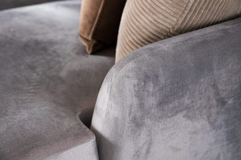 Trend 4-personers Højrevendt U-formet Sofa med Divan og Chaiselong i Fløjl - Lysegrå - Møbler - Sofaer - Velour sofaer