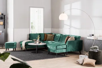 Trend 4-personers Højrevendt U-formet Sofa med Divan og Chaiselong i Fløjl - Grøn - Møbler - Sofaer - Velour sofaer