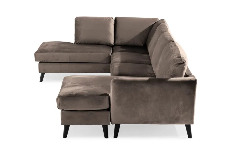 Trend 4-personers Venstrevendt U-formet Sofa med Divan og Chaiselong i Fløjl - Brun - Møbler - Sofaer - Velour sofaer