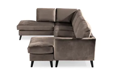 Trend 4-personers Venstrevendt U-formet Sofa med Divan og Chaiselong i Fløjl - Brun - Møbler - Sofaer - Velour sofaer
