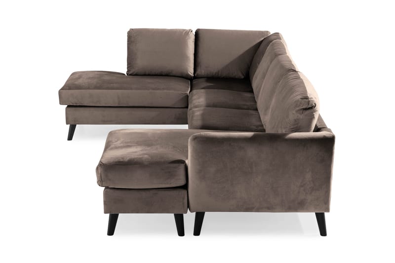 Trend 4-personers Venstrevendt U-formet Sofa med Divan og Chaiselong i Fløjl - Brun - Møbler - Sofaer - Velour sofaer
