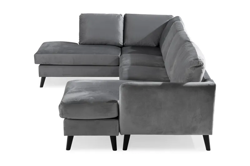 Trend 4-personers Venstrevendt U-formet Sofa med Divan og Chaiselong i Fløjl - Lysegrå - Møbler - Sofaer - Velour sofaer