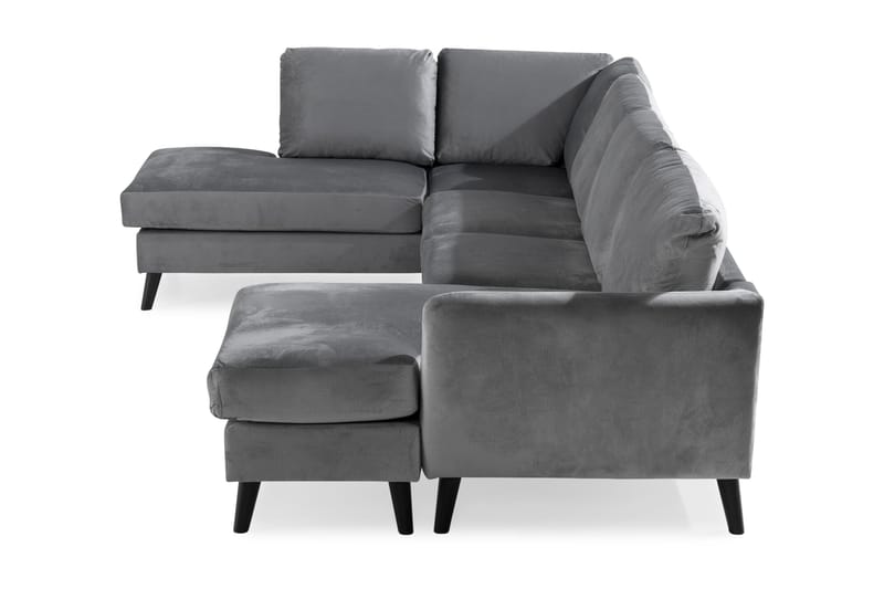 Trend 4-personers Venstrevendt U-formet Sofa med Divan og Chaiselong i Fløjl - Lysegrå - Møbler - Sofaer - Velour sofaer