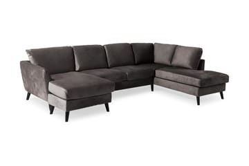 Trend 4-personers Højrevendt U-formet Sofa med Divan og Chaiselong i Fløjl - Mørkegrå - Møbler - Sofaer - Velour sofaer