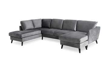 Trend 4-personers Venstrevendt U-formet Sofa med Divan og Chaiselong i Fløjl - Lysegrå - Møbler - Sofaer - Velour sofaer