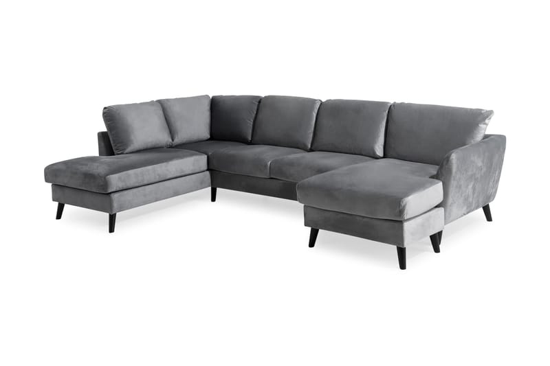 Trend 4-personers Venstrevendt U-formet Sofa med Divan og Chaiselong i Fløjl - Lysegrå - Møbler - Sofaer - Velour sofaer