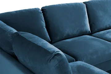 Trend 4-personers Venstrevendt U-formet Sofa med Divan og Chaiselong i Fløjl - Blå - Møbler - Sofaer - Velour sofaer