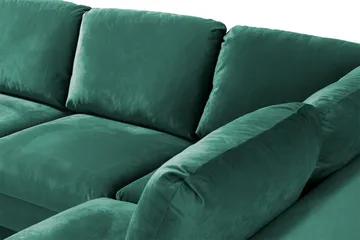 Trend 4-personers Højrevendt U-formet Sofa med Divan og Chaiselong i Fløjl - Grøn - Møbler - Sofaer - Velour sofaer
