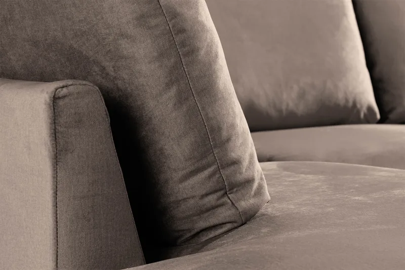 Trend 4-personers Venstrevendt U-formet Sofa med Divan og Chaiselong i Fløjl - Brun - Møbler - Sofaer - Velour sofaer