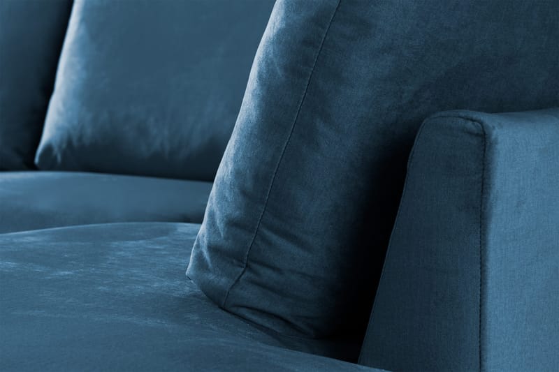 Trend 4-personers Højrevendt U-formet Sofa med Divan og Chaiselong i Fløjl - Blå - Møbler - Sofaer - Velour sofaer