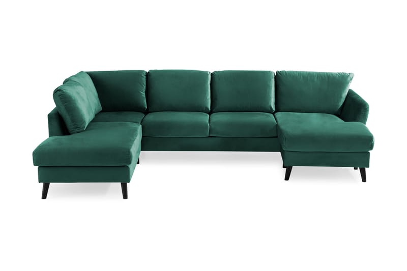 Trend U-Sofa med Chaiselong Højre - Grøn - U Sofa - Velour sofaer