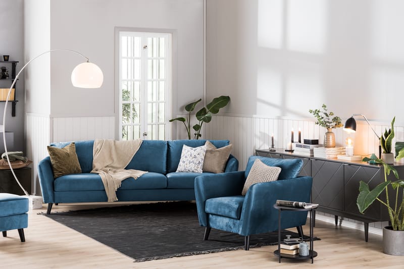 Trend Veloursofa 2-Pers. - Midnatsblå - Velour sofaer - 2 personers sofa