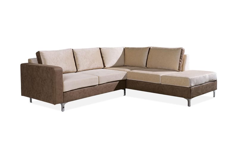 Truro Hjørnesofa Chaiselong Højre - Brun - Sofa med chaiselong - 4 personers sofa med chaiselong - Velour sofaer