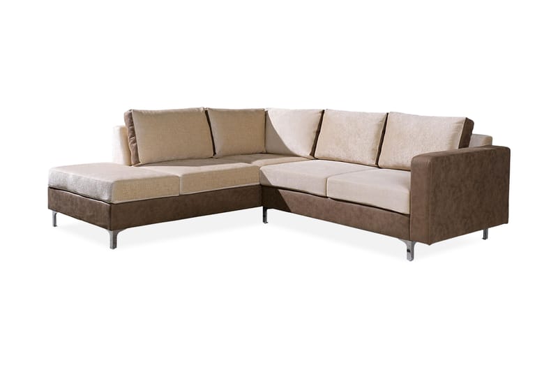 Truro Hjørnesofa Chaiselong Venstre - Brun - Sofa med chaiselong - 4 personers sofa med chaiselong - Velour sofaer