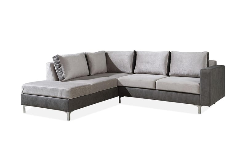 Truro Hjørnesofa Chaiselong Venstre - Grå - Sofa med chaiselong - 4 personers sofa med chaiselong - Velour sofaer