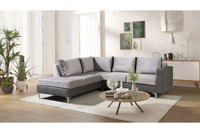 Truro Venstre L-formet Hjørnesofa med Chaiselong i Stof - Grå - Møbler - Sofaer - Velour sofaer