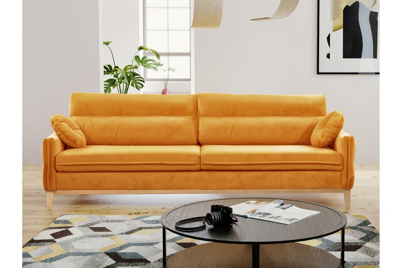 Yalungu 3-Pers. Sofa - Orange - Velour sofaer - 4 personers sofa