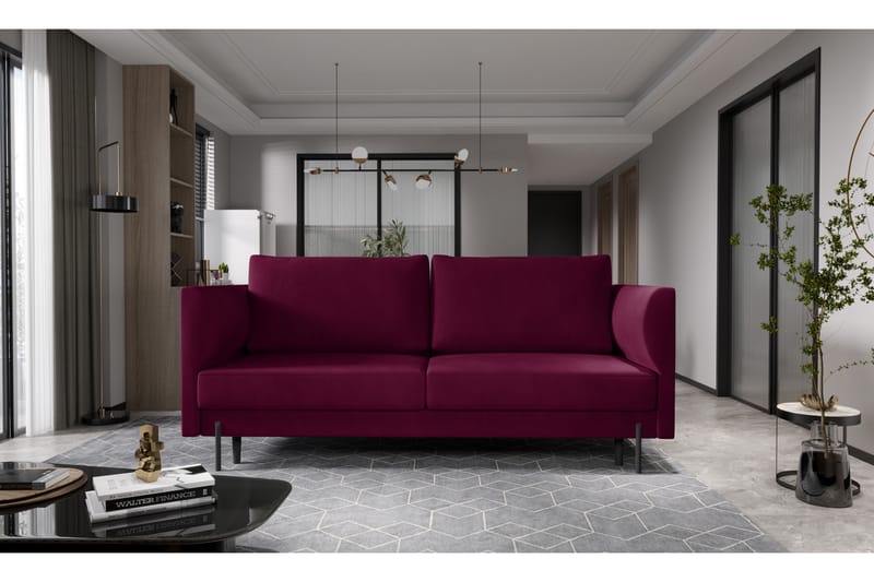 Zerlo 3-Pers. Sofa - Lyserød - Velour sofaer - 3 personers sofa