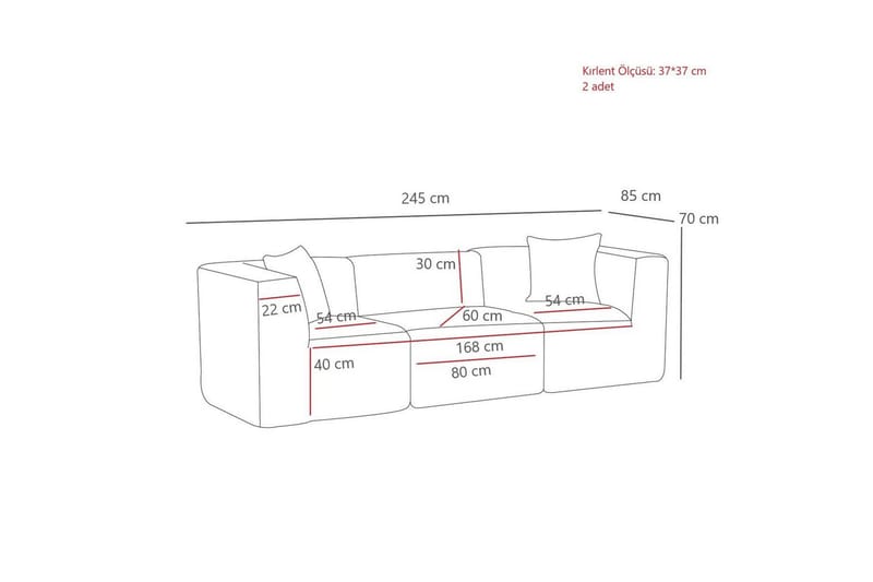 Veyno Sofa 3-sits - Antracit - Møbler - Sofaer - 3 personers sofa