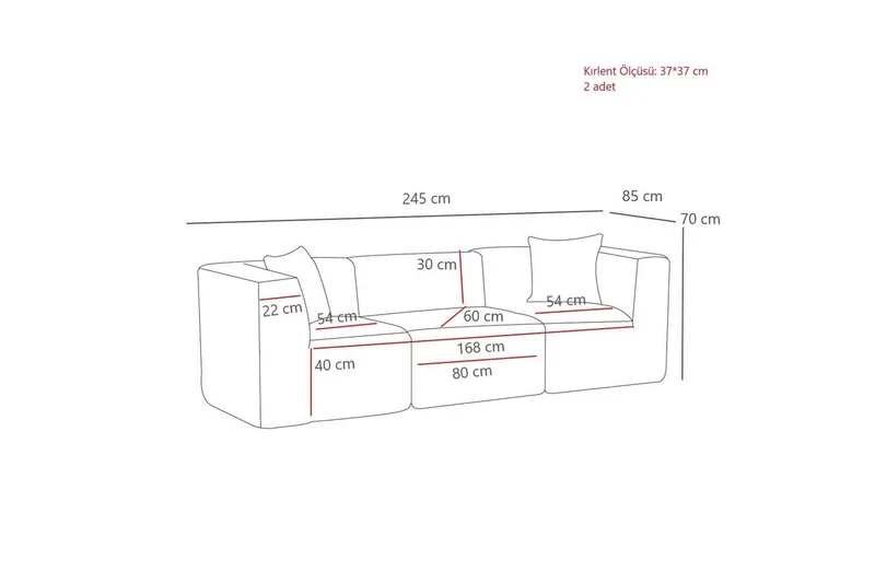 Veyno Sofa 3-sits - Orange - Møbler - Sofaer - 3 personers sofa