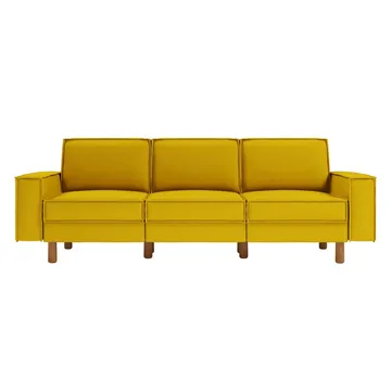 Vilsa 3-personers Blød Dyb Sofa i Hør - Gul|Brun - Møbler - Sofaer - 3 personers sofa