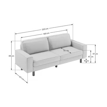 Vilsa 3-personers sofa - Mørkegrå - Møbler - Sofaer - Velour sofaer