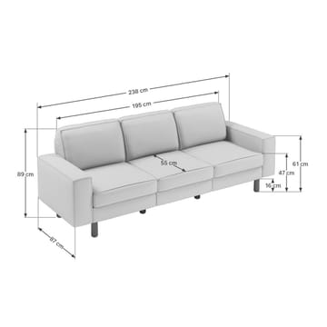 Vilsa 3-personers sofa - Grå - Møbler - Sofaer - Velour sofaer