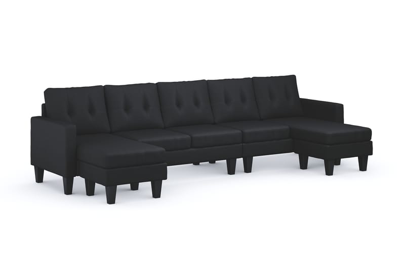 Vislanda 5-personers Sofa med Dobbel Chaiselong - Sort - Møbler - Sofaer - U Sofa