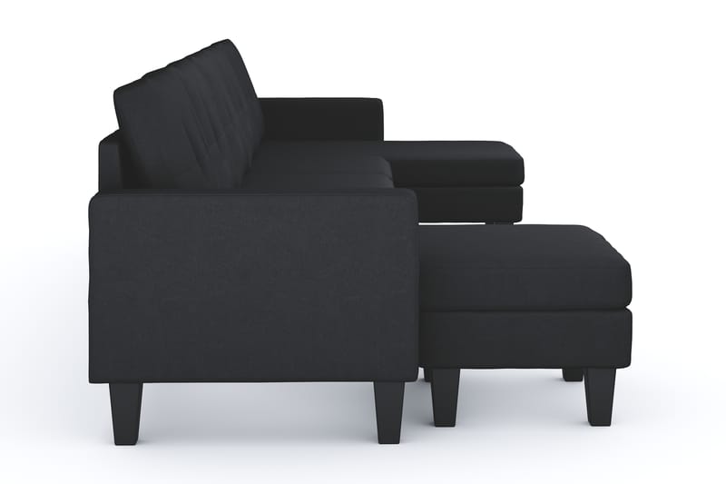 Vislanda 5-personers Sofa med Dobbel Chaiselong - Sort - Møbler - Sofaer - U Sofa