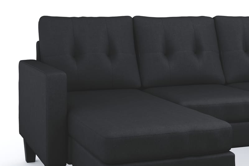 Vislanda 5-personers Sofa med Dobbel Chaiselong - Sort - Møbler - Sofaer - U Sofa