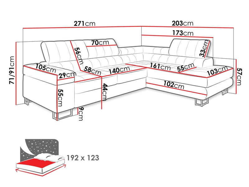 Warwick 4-personers Sofa med Chaiselong Venstre - Møbler - Sofaer - Hjørnesofa