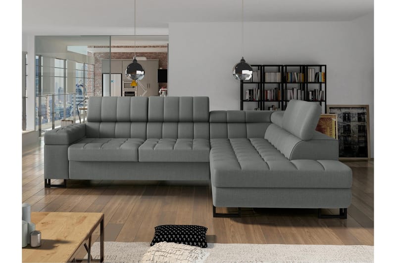 Warwick Sovesofa Med 3-Sæders Chaiselong - Grå - Møbler - Sofaer - Sovesofaer
