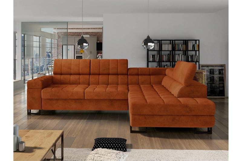 Warwick Sovesofa Med 3-Sæders Chaiselong - Orange - Møbler - Sofaer - Sovesofaer